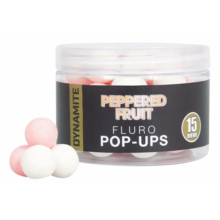 Снимка на Плуващи топчета Dynamite Baits Peppered Fruit Fluro Pop-Ups 15mm