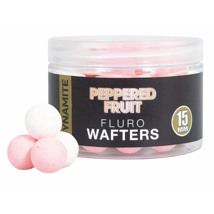 Снимка на Балансирани топчета Dynamite Baits Peppered Fruit Fluro Wafters 15mm